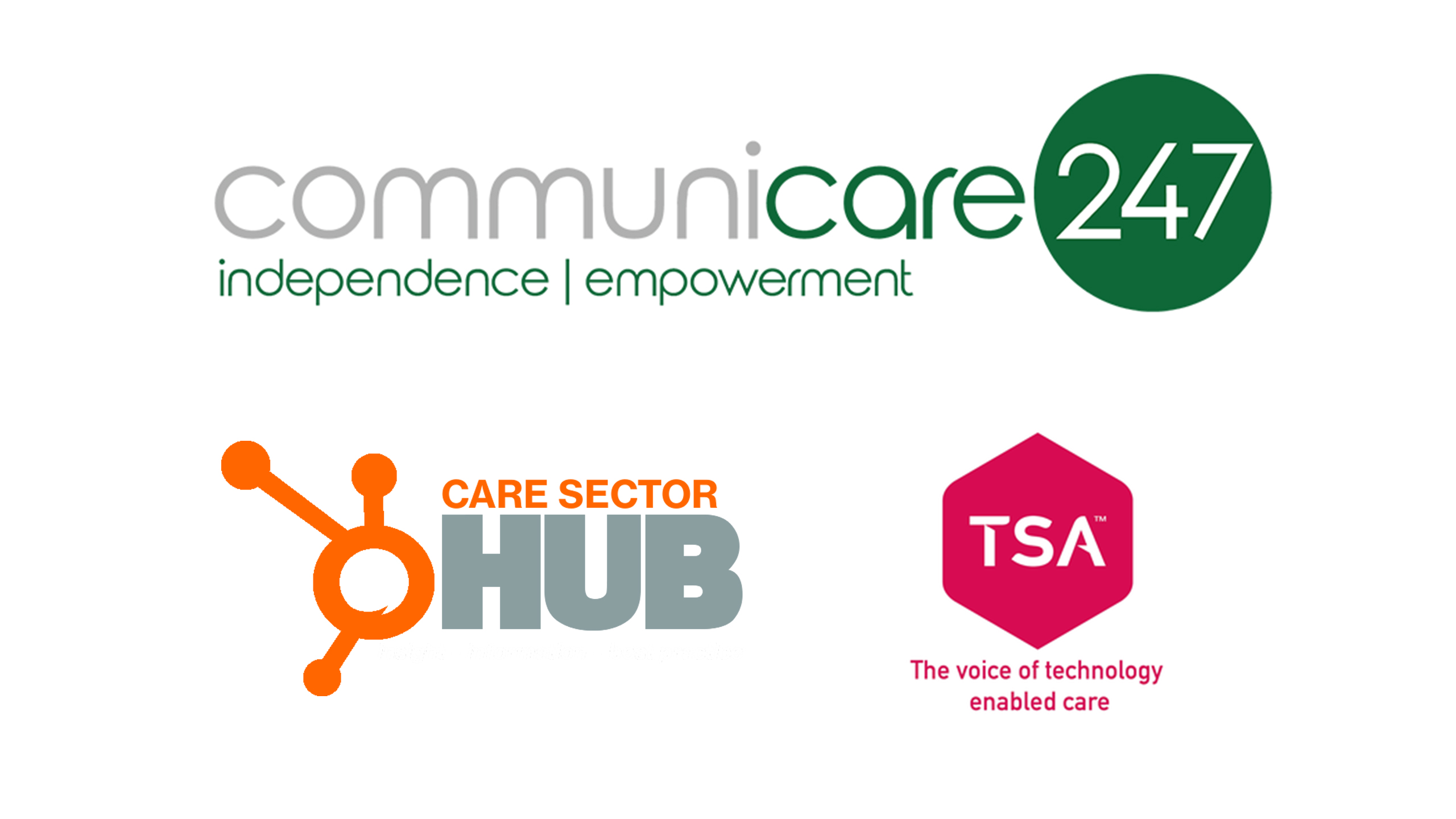 Communicare247, Care Sector Hub and TSA's logos